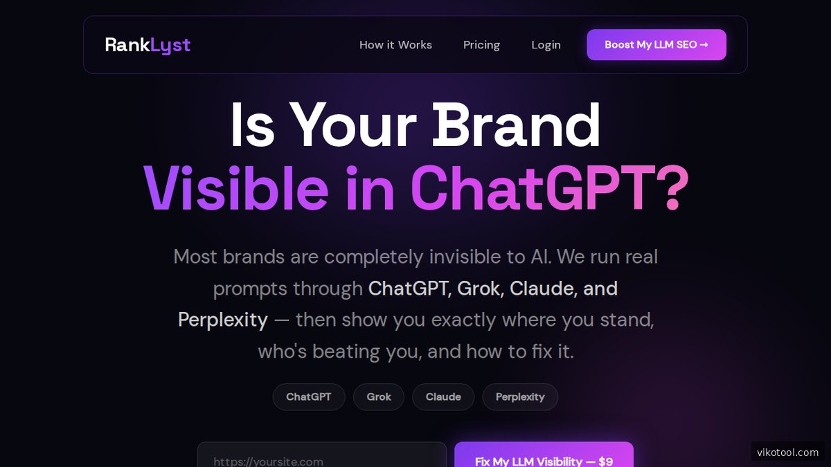 Ranklyst – spezialisiertes KI-Zitierungs-Tracking-Tool ab $9 einmalig