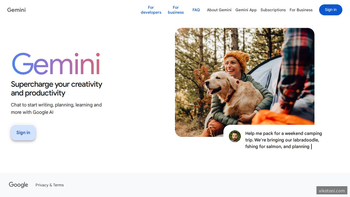 Startseite von Gemini (gemini.google.com), Googles KI-Assistent mit eigenem Erinnerungssystem