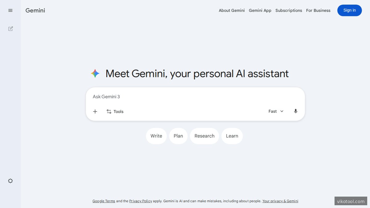 Gemini von Google – Startseite des KI-Assistenten