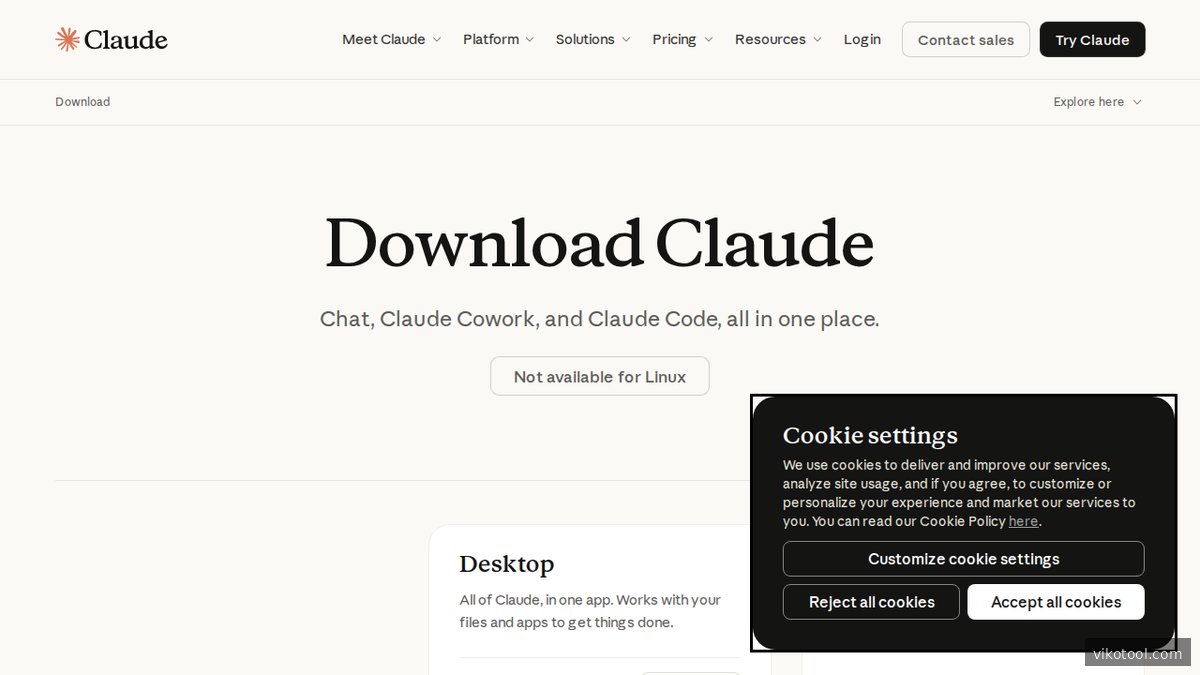 Screenshot der claude.ai Startseite — Anthropics offizielle Plattform für Claude Code und Claude Desktop