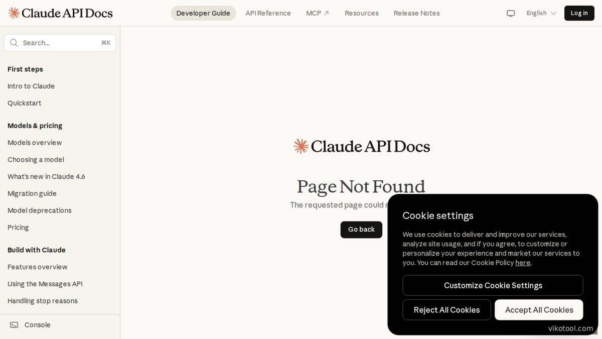 Screenshot of docs.anthropic.com homepage page