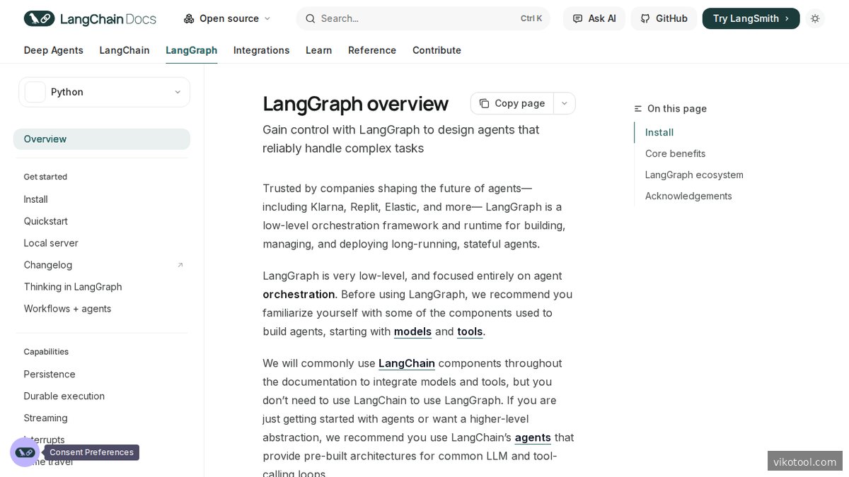 Screenshot of langchain-ai.github.io homepage page
