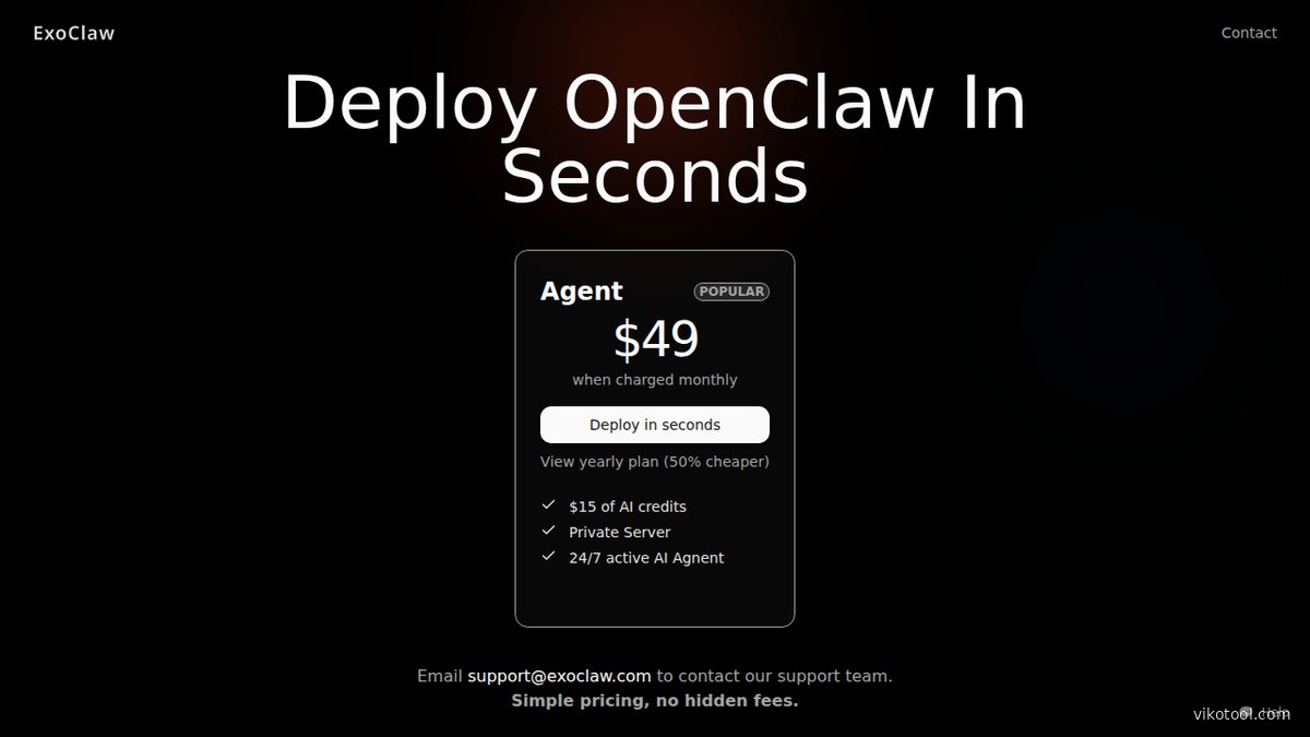 Screenshot der exoclaw.com Preisseite