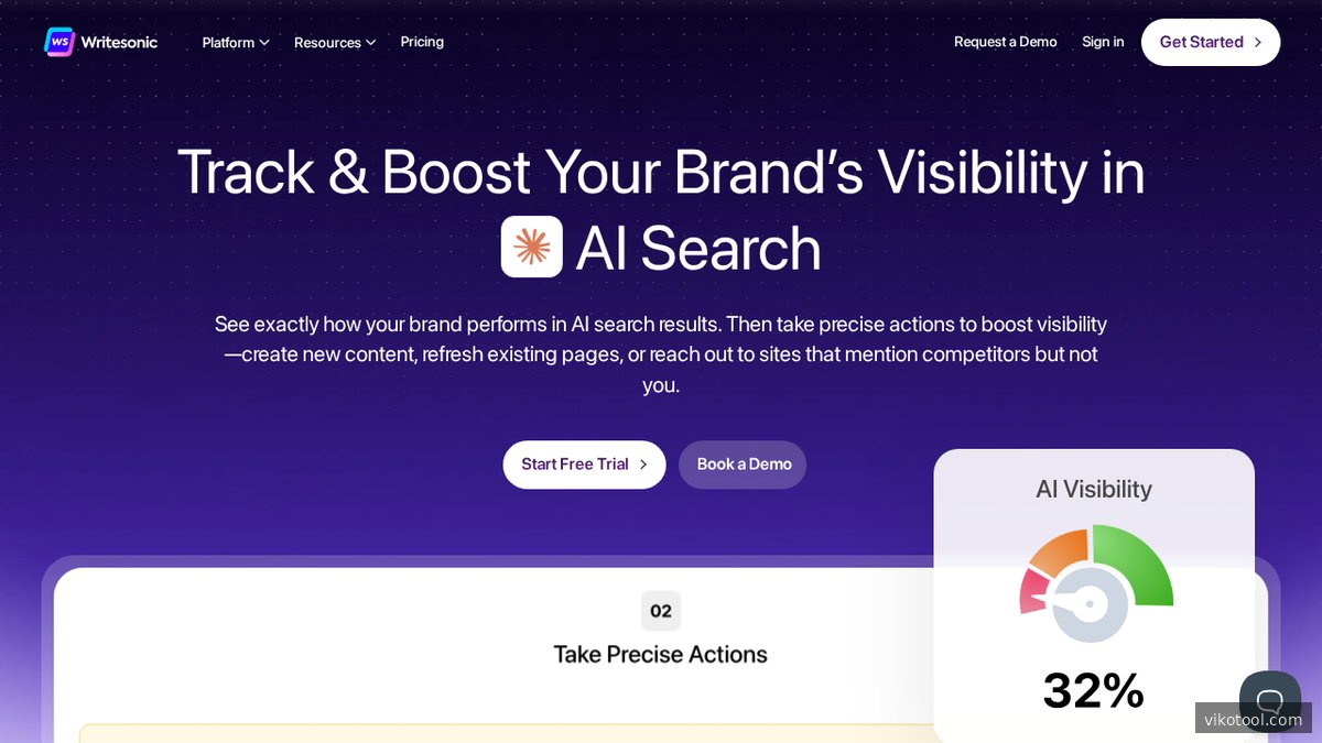 Screenshot of www.writesonic.com homepage page