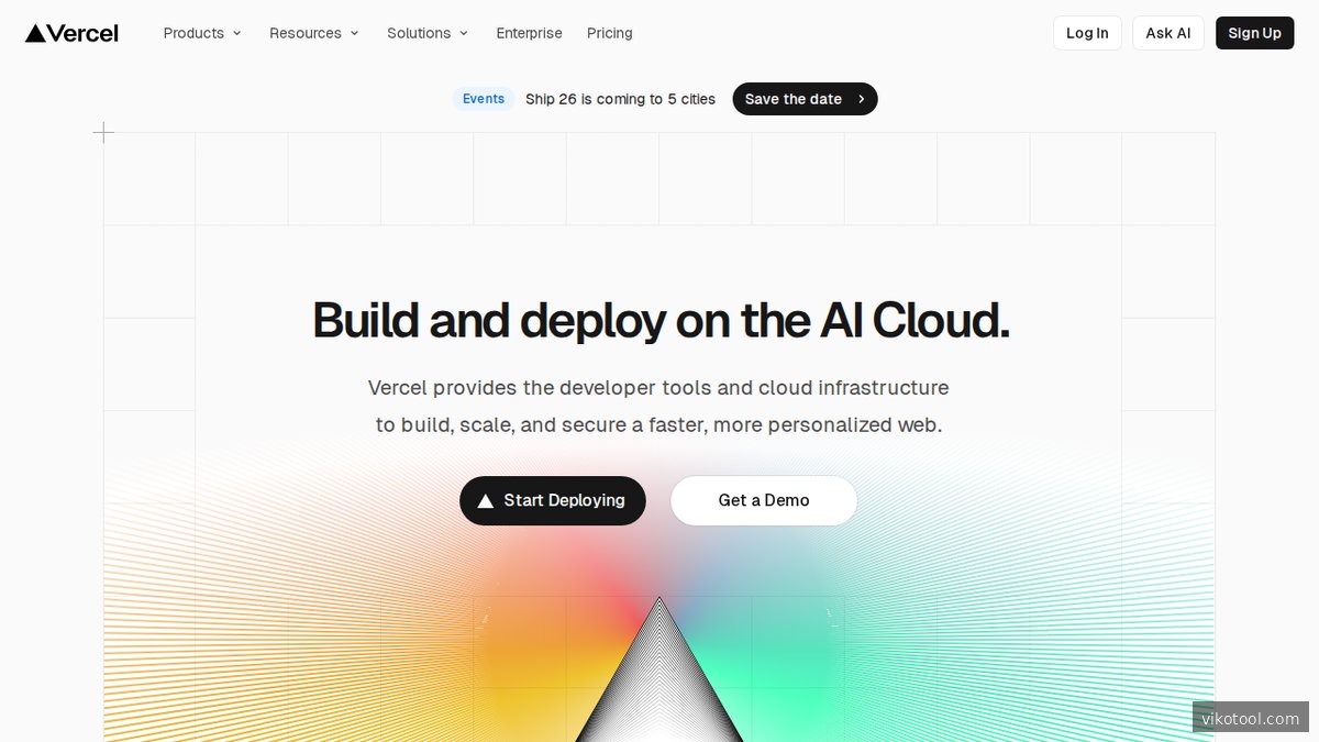 Vercel Startseite – Hosting- und Deployment-Plattform als Infrastrukturanbieter im Tailwind-Ökosystem