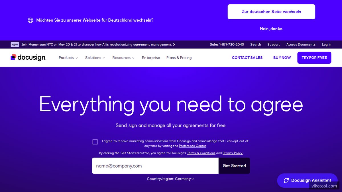 DocuSign Startseite – Integrationspartner von Anthropic für digitale Signaturen