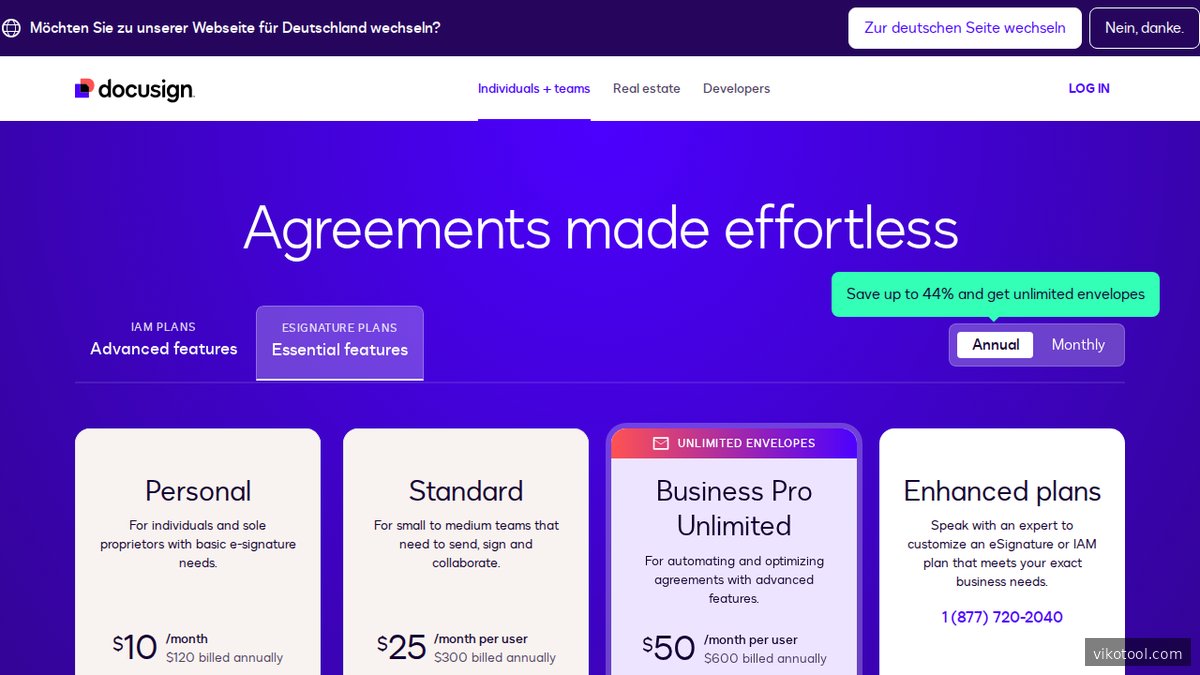 DocuSign Preisübersicht für digitale Signatur- und Vertragsmanagement-Lösungen