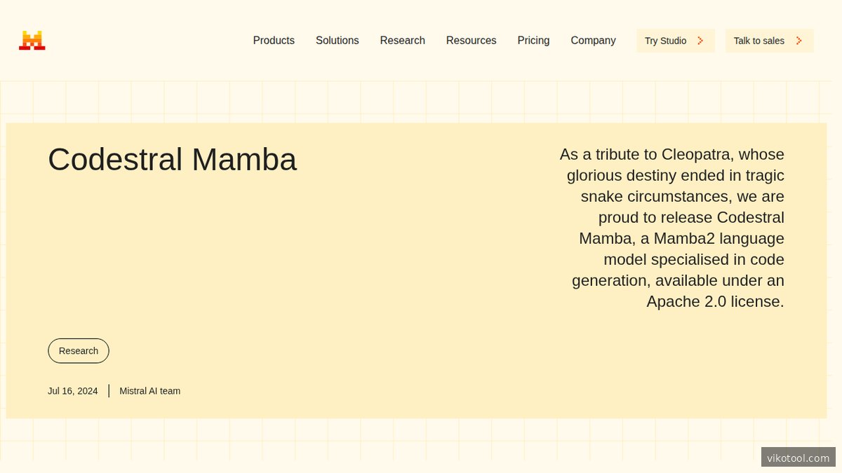 Screenshot of mistral.ai homepage page