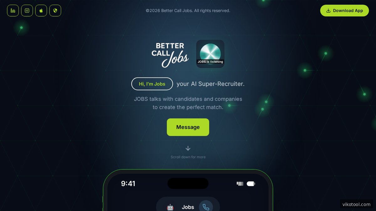 Homepage der Recruiting-Plattform Better Call Jobs