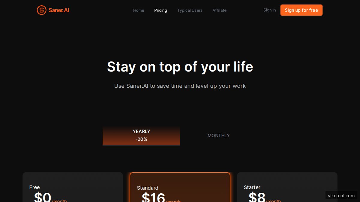 Screenshot der Saner.ai Preisübersicht